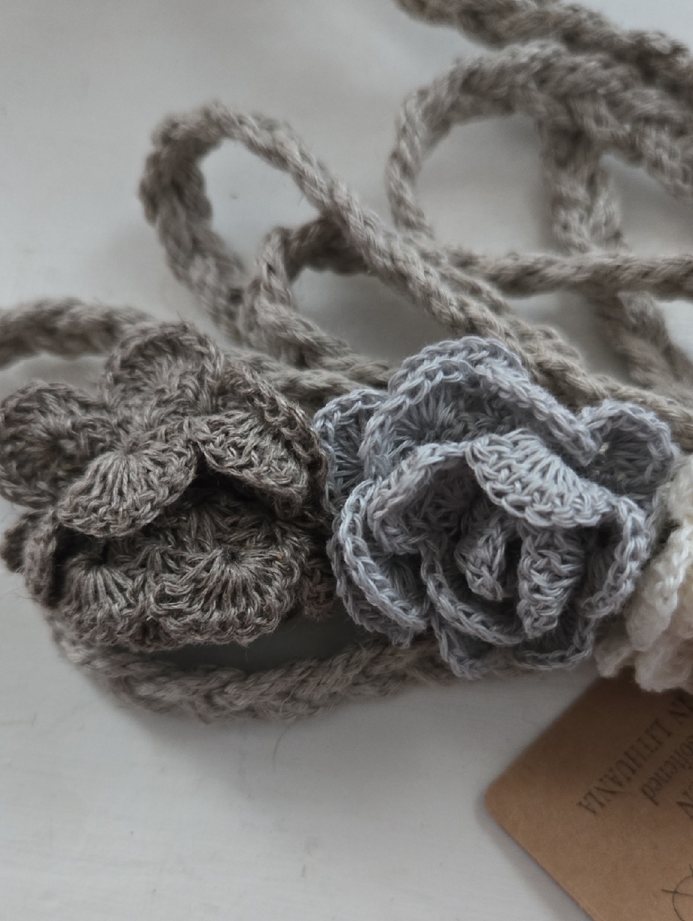 New Knock Knock Linen Handmade Crochet Floral Belt Head Band - Picture 6 of 12